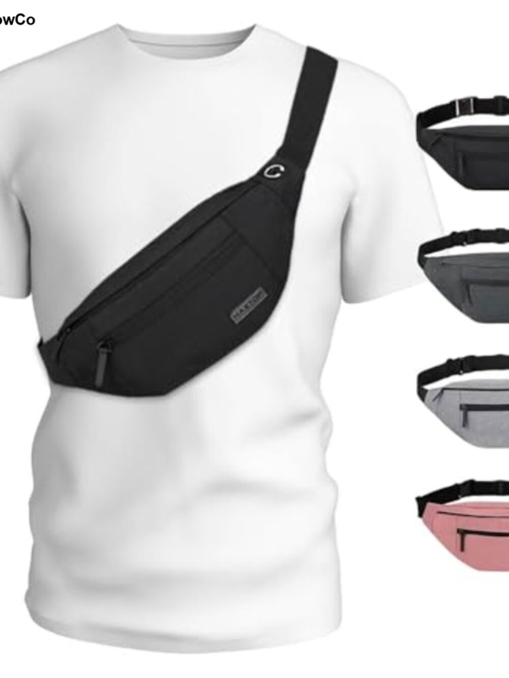 Large Fanny Pack Water Resistant with 4 Zipper Pockets for Travel Hiking